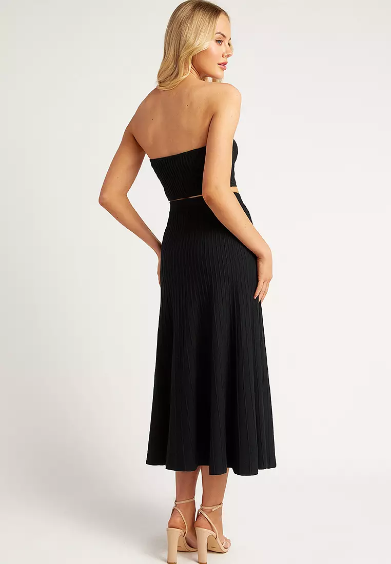 Tube Top and Flare Skirt Knit Set