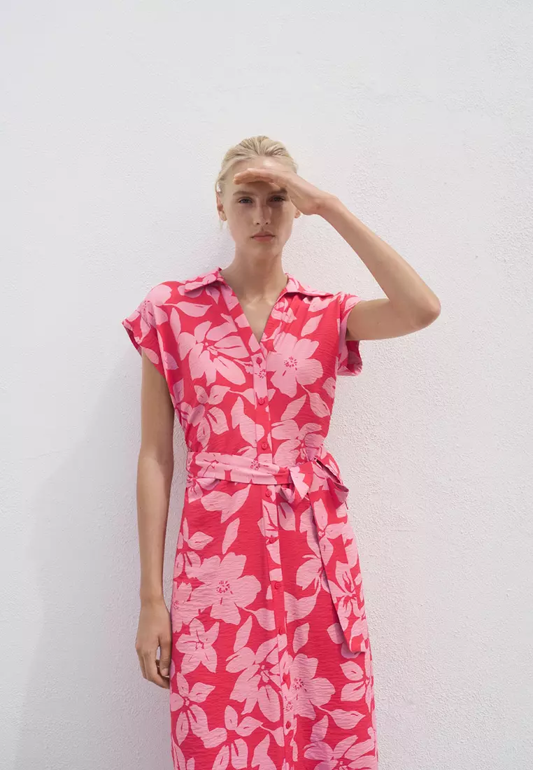 Floral-Print Shirt-Style Dress