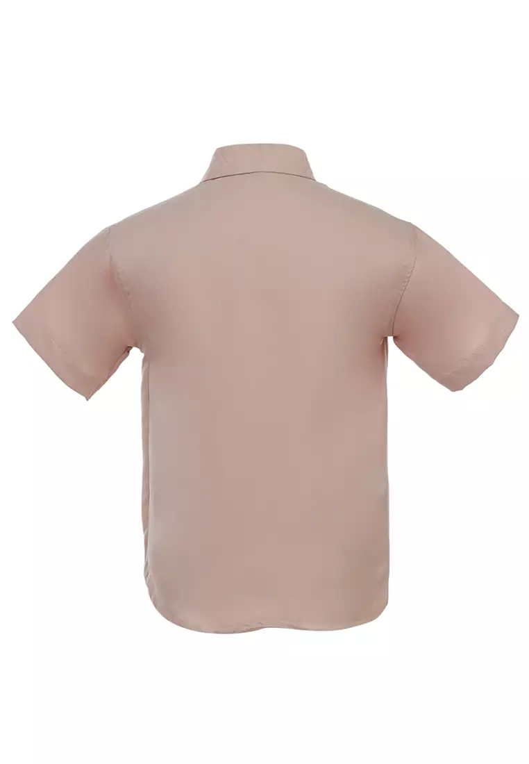 Juste Kemeja Formal Anak Laki-laki Lengan Pendek Motif Polos Kids Shirt Comportable Material Cotton ORIGINAL - Nude