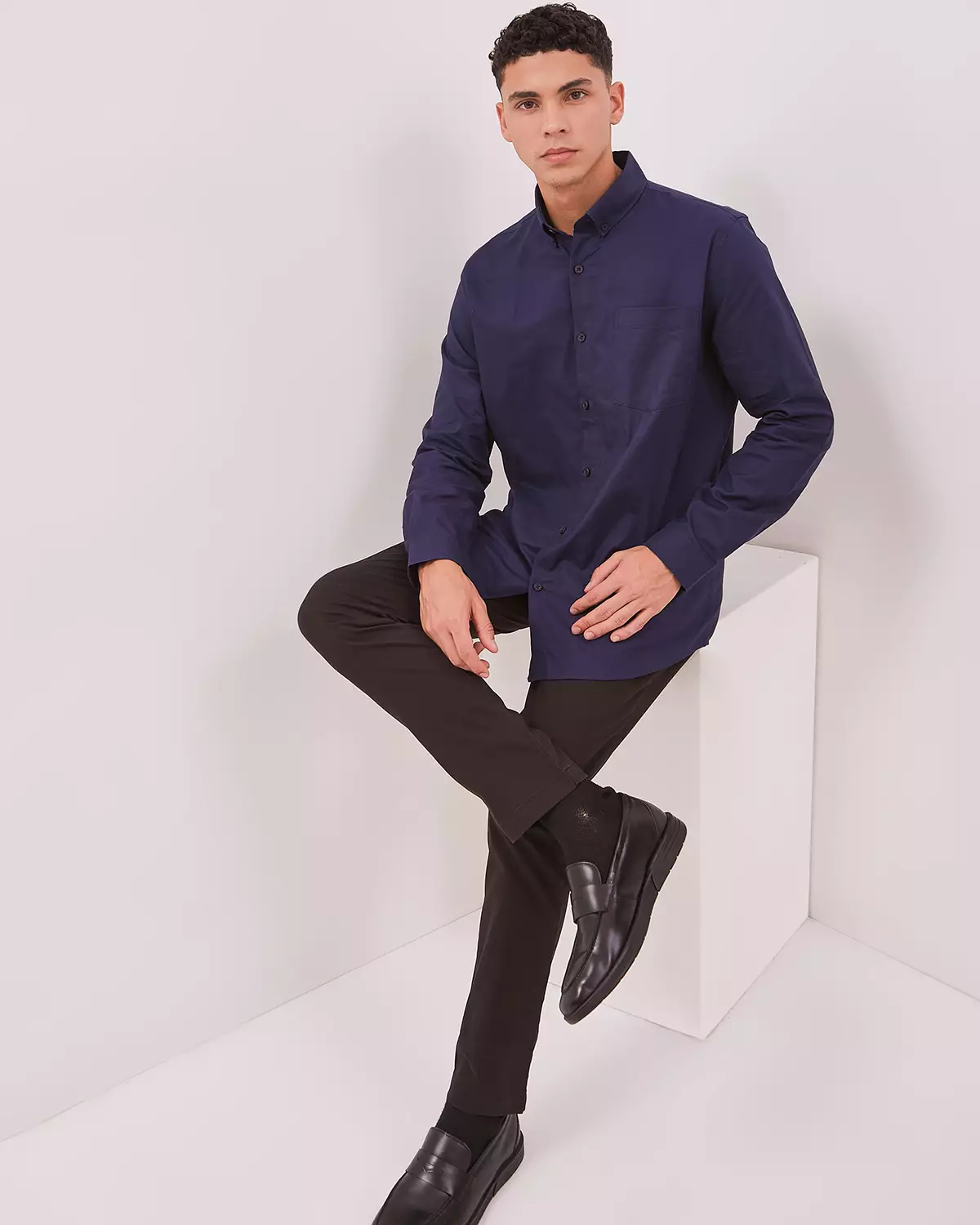 MEN'S NAVY BLUE LONG SLEEVE SHIRT