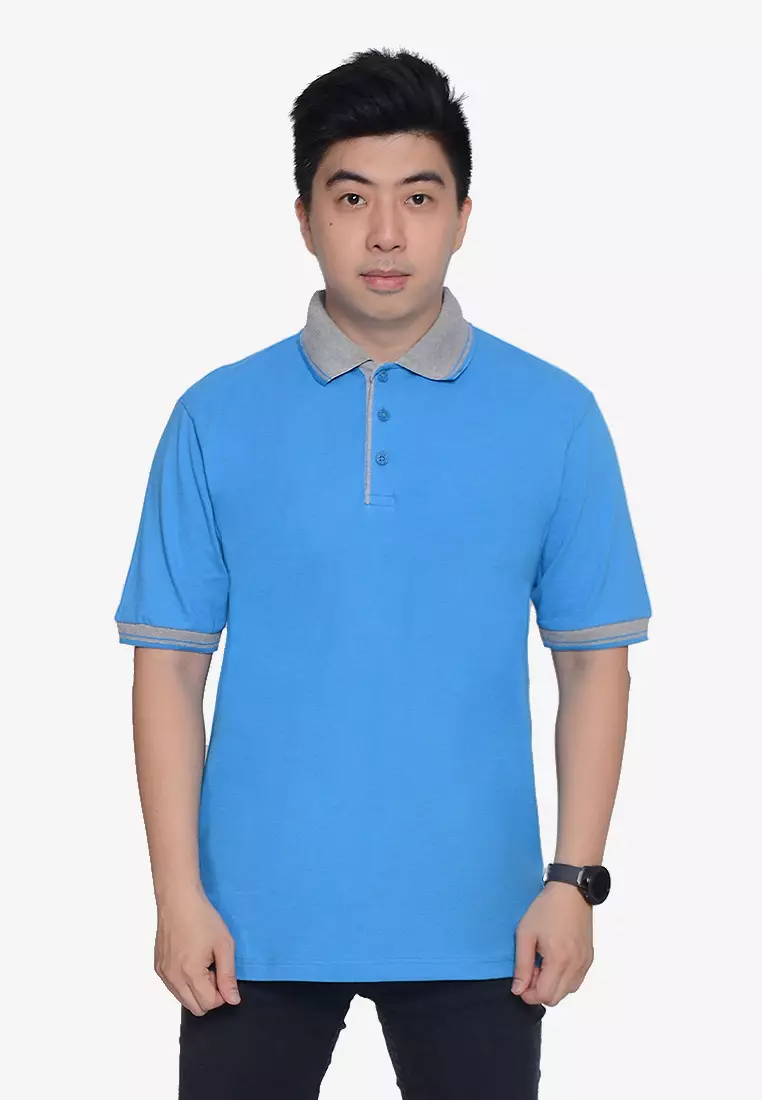 Andre Michel Kaos Polo Shirt Lengan Pendek Kerah Abu Biru Turkis 933-64
