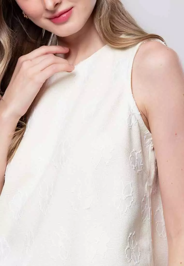 Elysia Rue Floral Embroidered Sleeveless Top