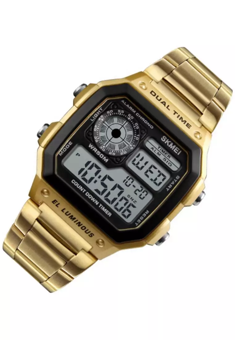 Jam Tangan Casual Digital Pria LED Waterproof Many Function Strap Tali Material Stainless Steel PI12 ORIGINAL