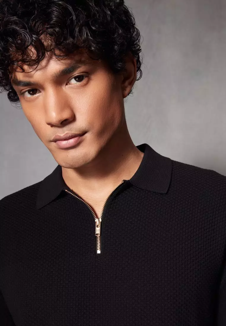 Buy NEXT Short Sleeve Regular Bubble Zip Polo Shirt 2025