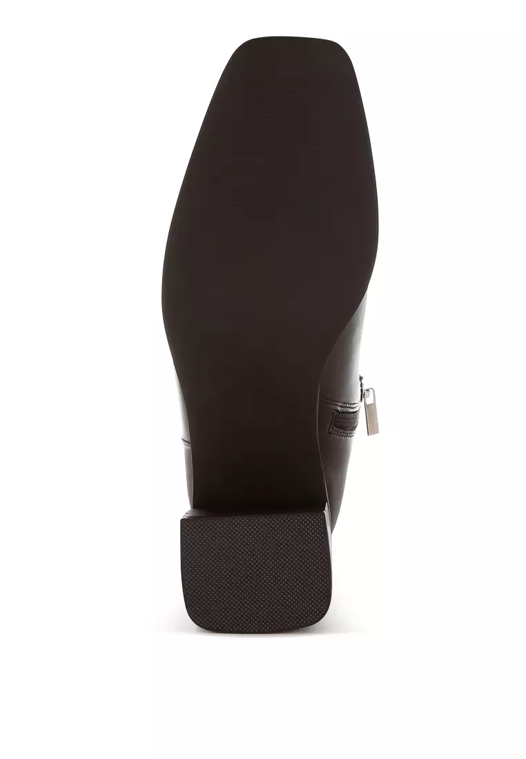 Square Toe Faux Leather Boots in Chocolate