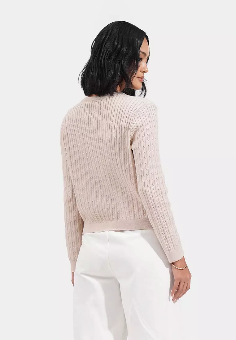 Button Down Cable Knit Cardigan