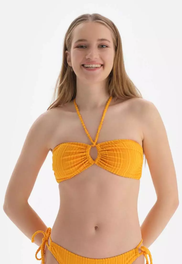 DAG Yellow Strapless Bikini Top Strapless Removable Padding