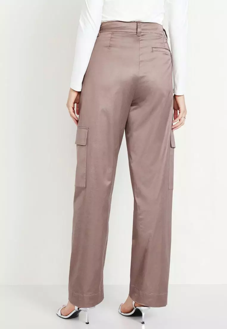 Extra-High Waisted Cargo Barrel Wide-Leg Pants