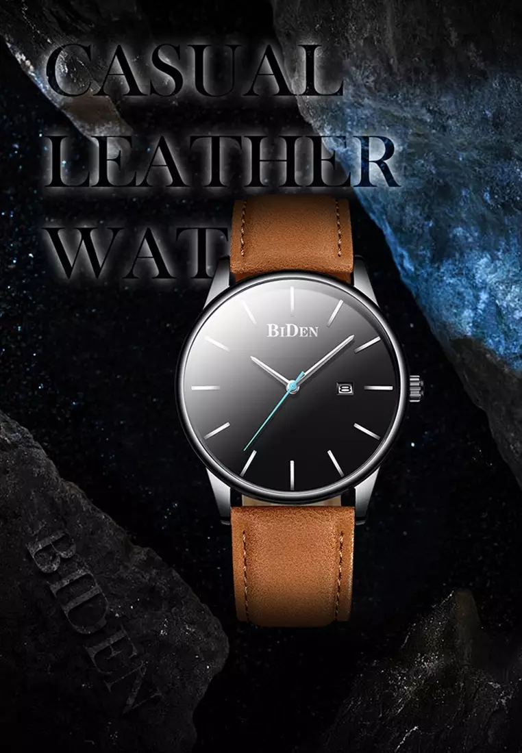 jam tangan pria Olahraga Kuarsa fashion simple bisnis mesh Tali kulit jam tangan cowok