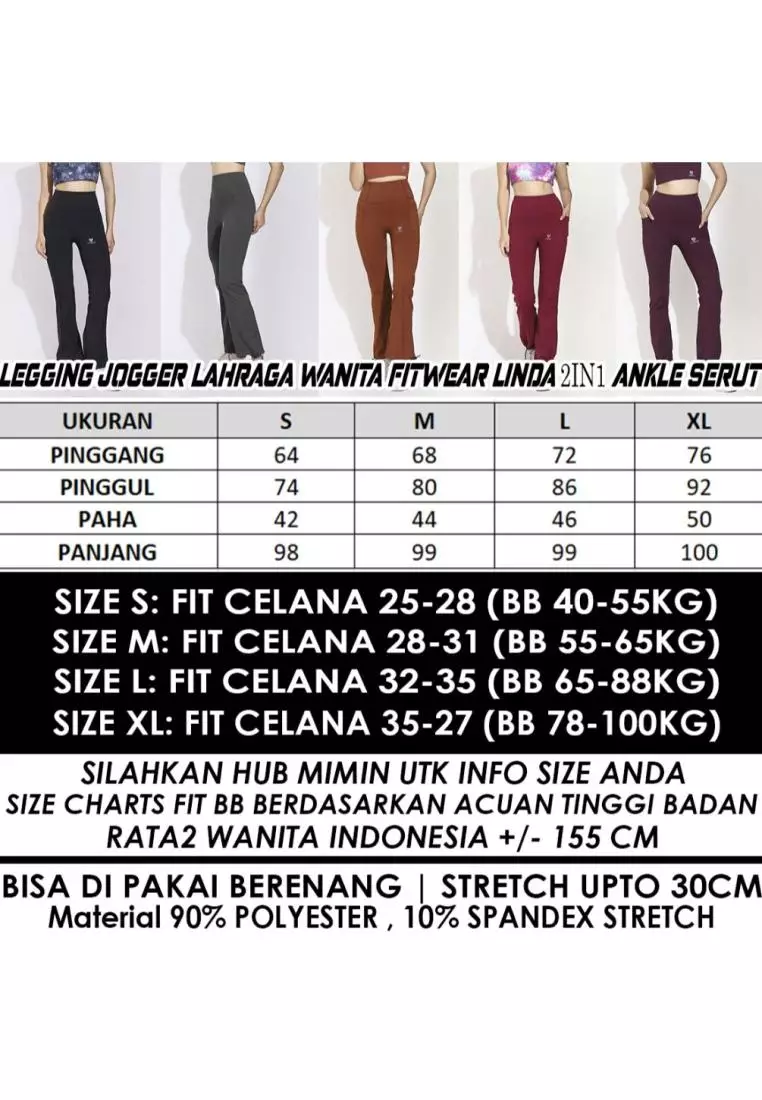 Fitwear - Legging Jogger Olahraga Wanita LINDA 2IN1 ANKLE SERUT - ROSE DRYFIT 2POCKET