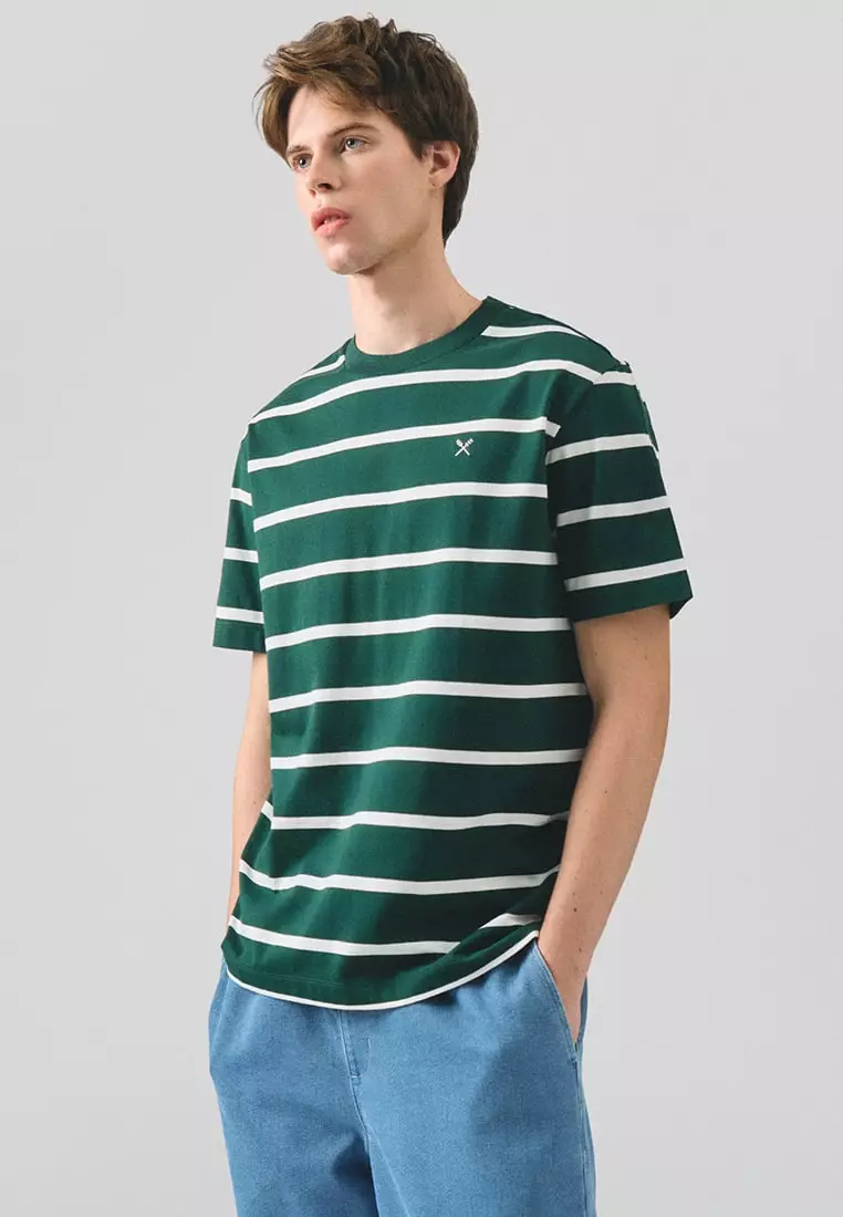 Regular Fit Basic Striped T-Shirt In  Knit Jersey