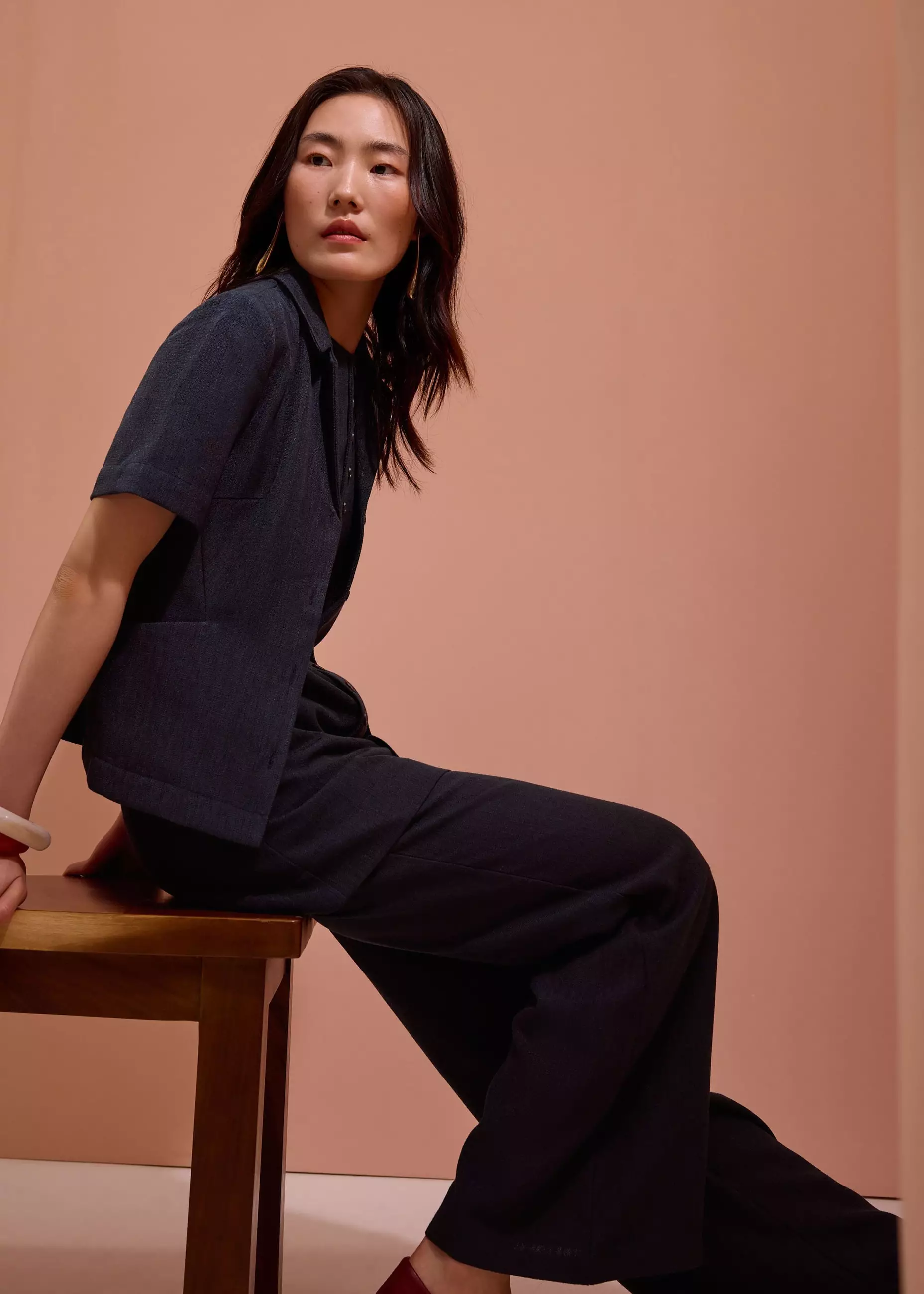 Dress Wanita - Rani Textured Button Down Mini Dress