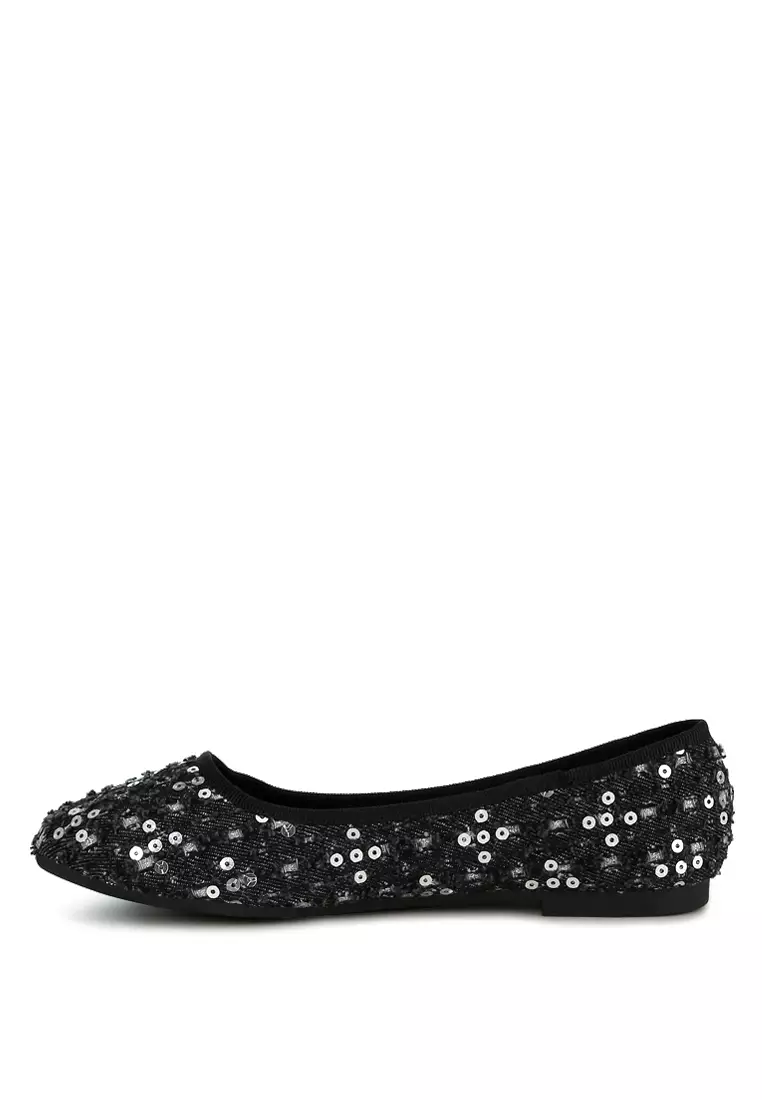 Black Sequin Ballet Flats