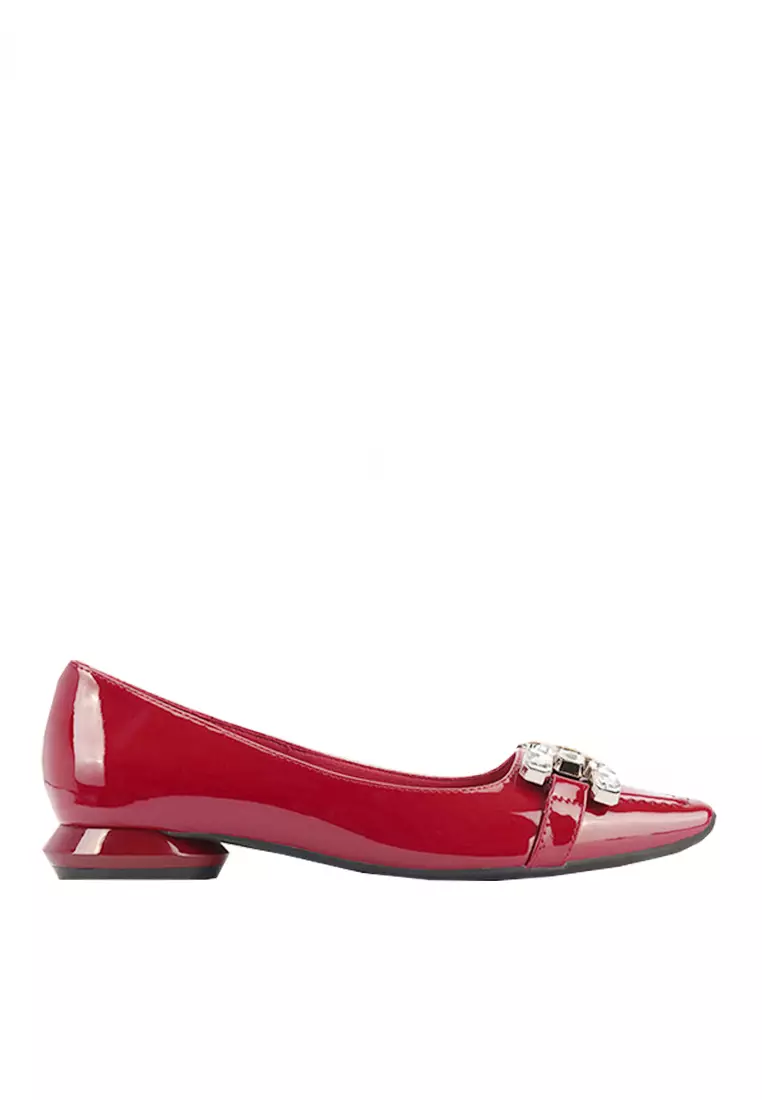 Red low clearance heel dress shoes