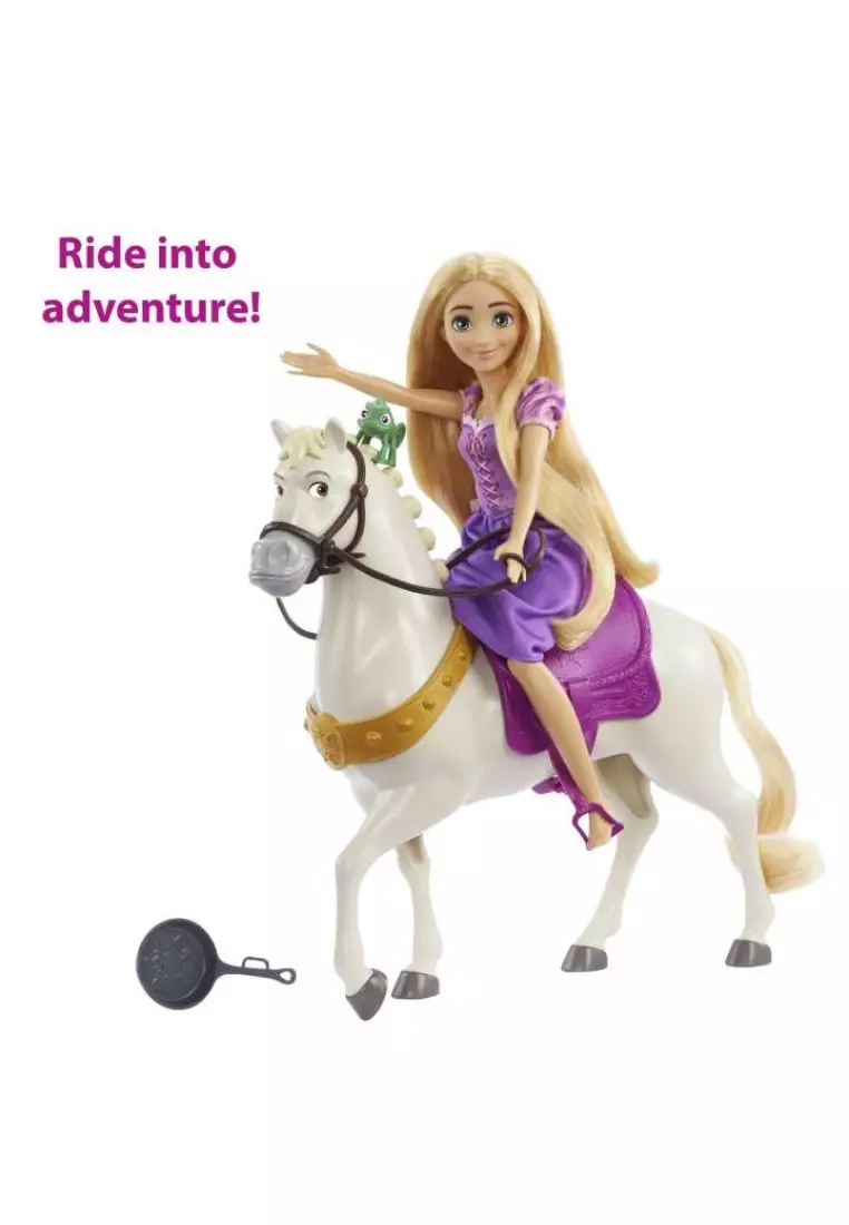 Disney Princess Rapunzel Doll And Maximus Horse Set With Accessories, Saddle With Doll Clip