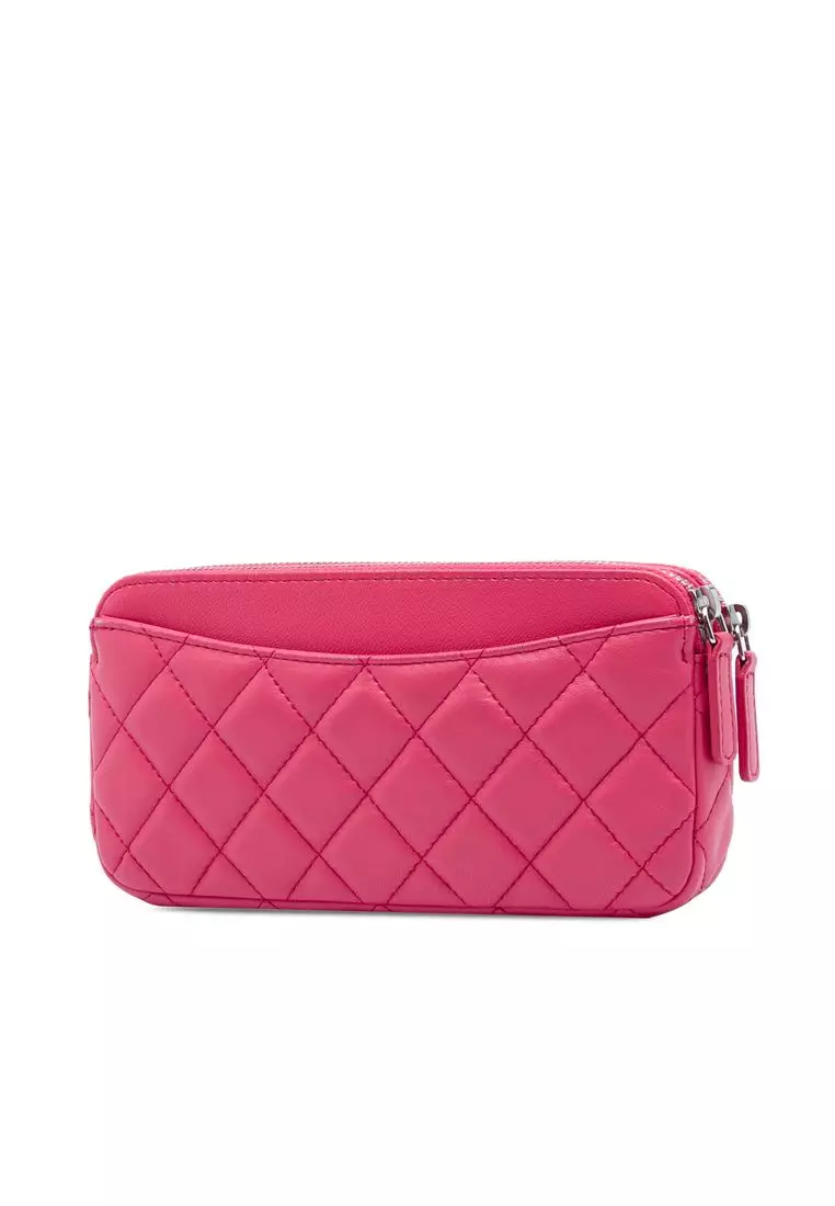 Pre-Loved Chanel Cc Quilted Lambskin Double Zip Clutch On Chain