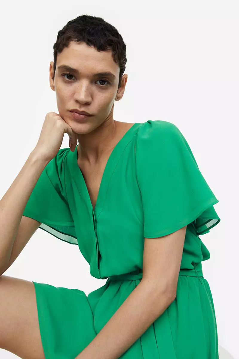 H&m v neck chiffon dress clearance