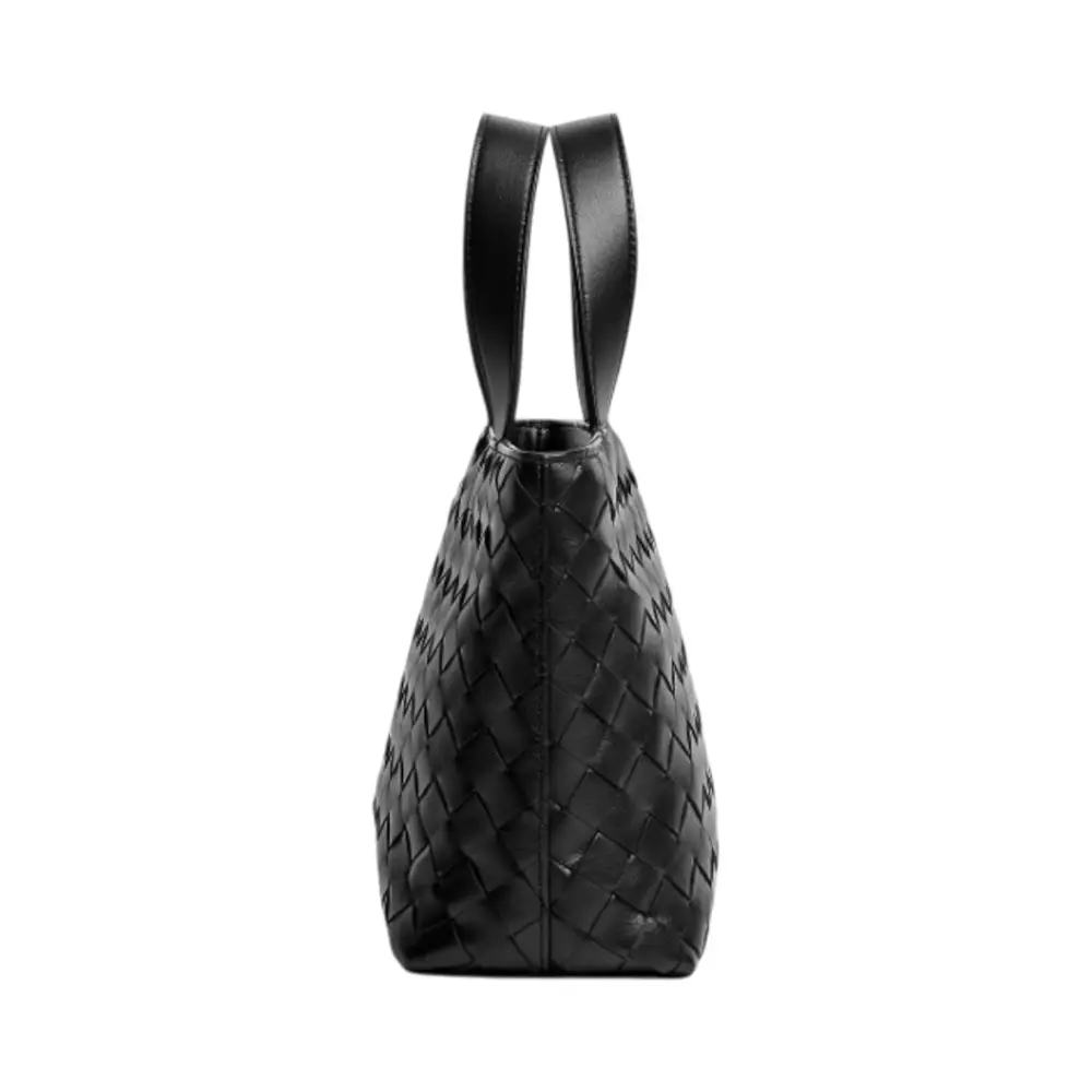 Mini Intrecciato Zipped Tote Bag Black