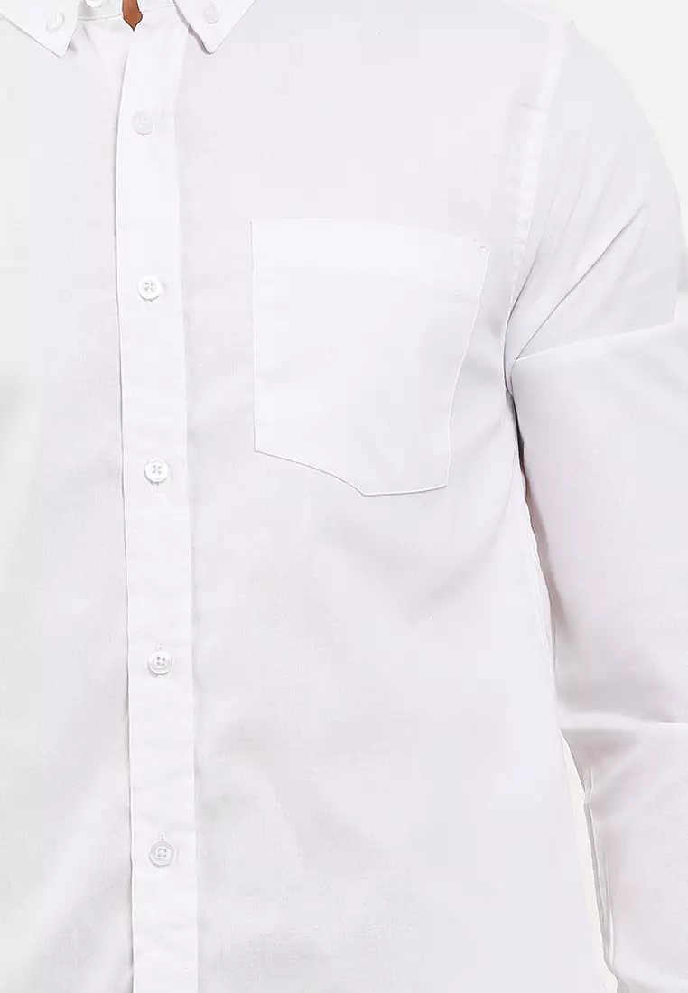 Cotton Well Long Sleeve Oxford White | Kemeja Lengan Panjang Basic Polos Putih
