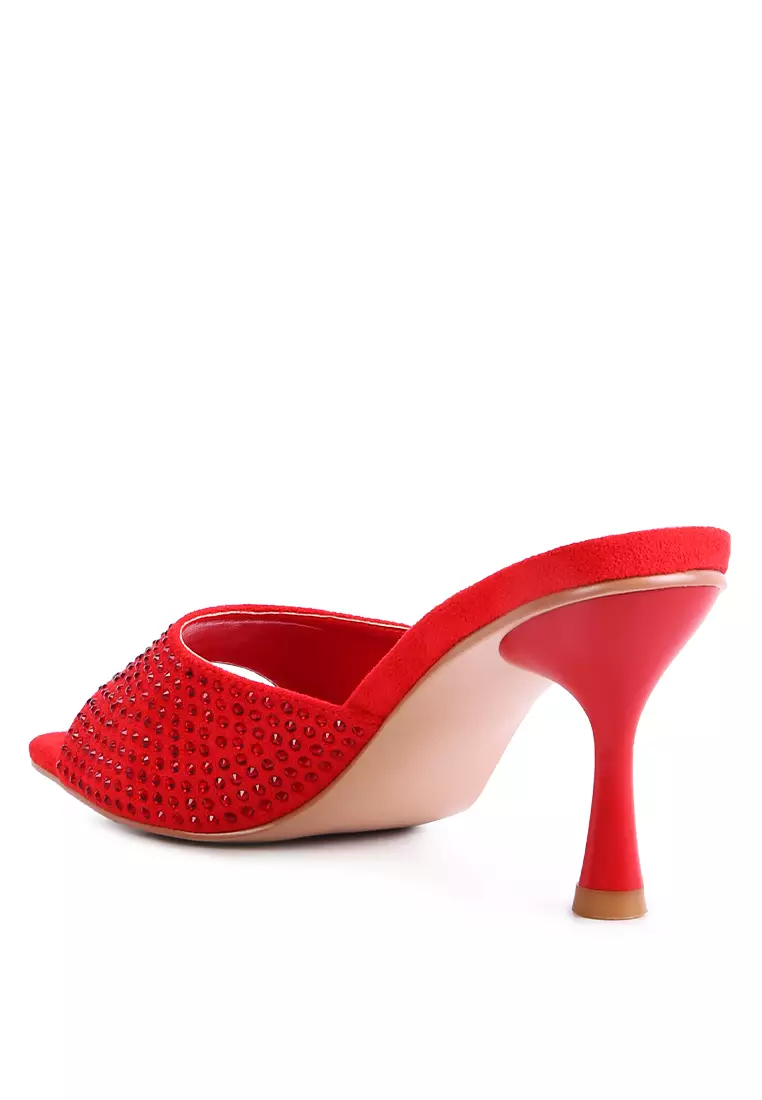 Buy London Rag Red Diamante Stud Slip On Sandals 2024 Online