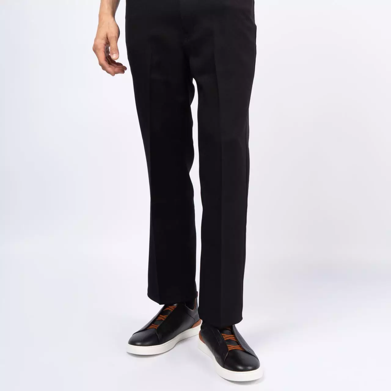 Triple Stitch Deerskin Sneakers Black/Brown