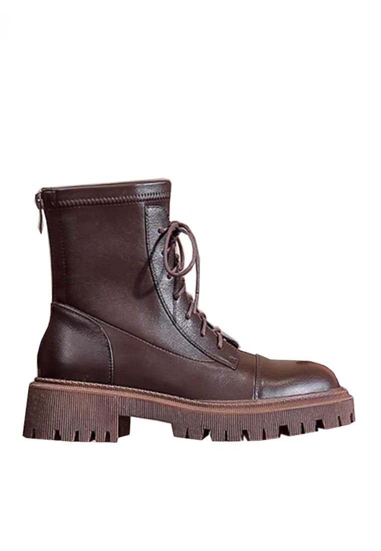 VANSA Elastic Microfiber Leathers Lace Up Martin Boots VSW-B603