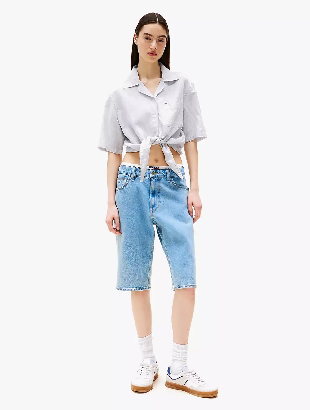 Tommy Jeans - Crop Linen Shirt - Blue