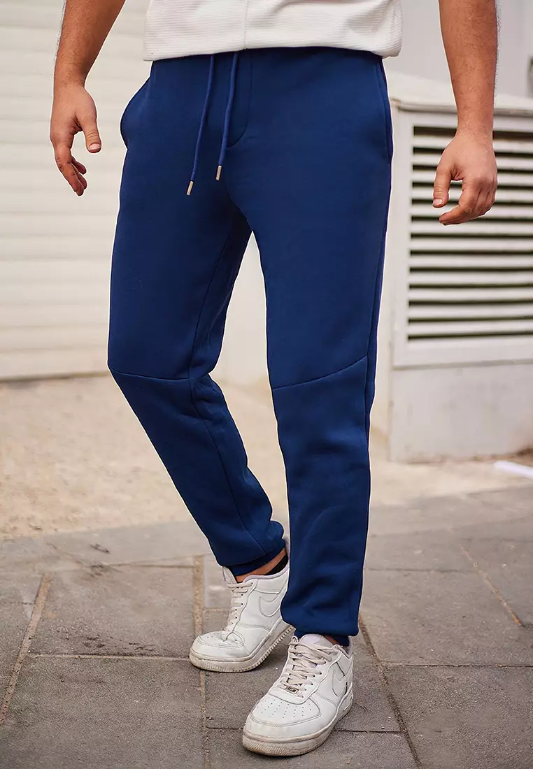 Indigo Regular/Normal Cut Stitch Detail Thick Sweatpants TMNAW25EA00002