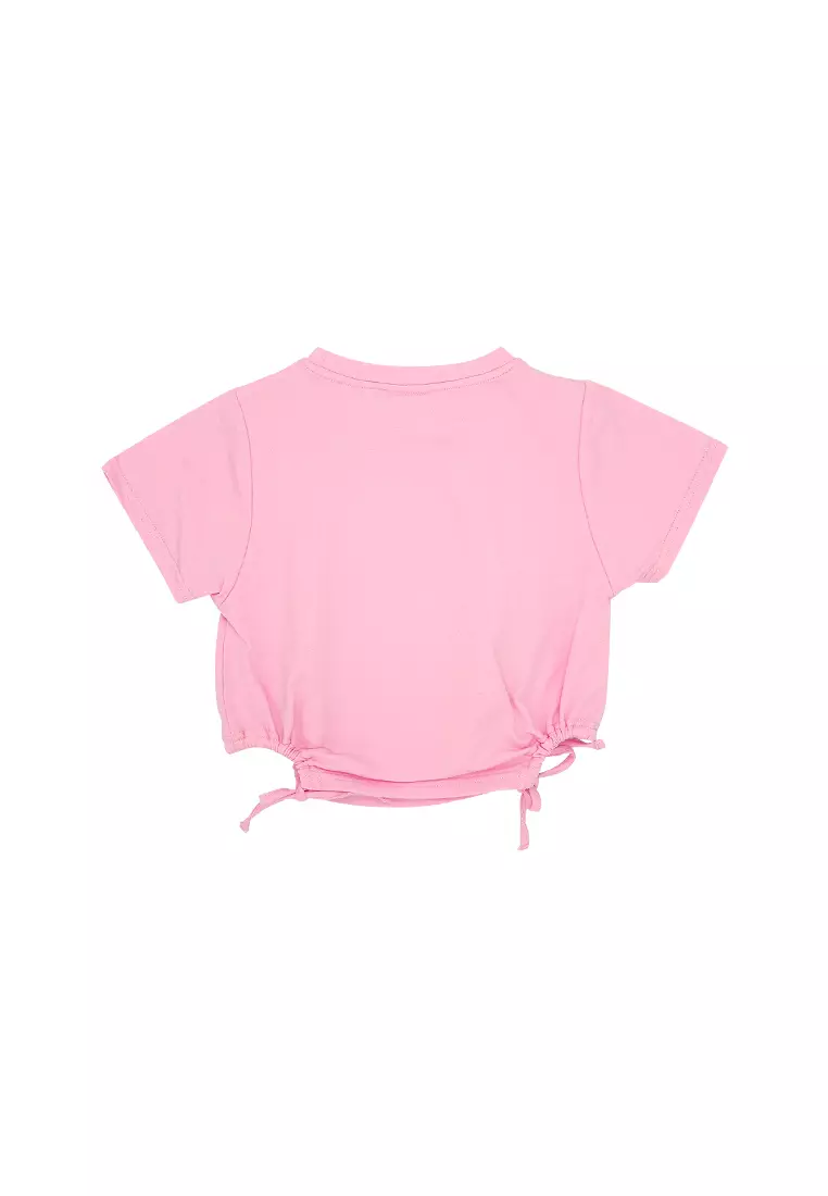 Girls Round Neck with Drawstring T-Shirt