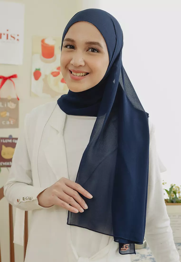 Bawal Signature Shawl Navy (Pashmina Baby Doll Free Ciput Tali Rayon Exclusive New Label)