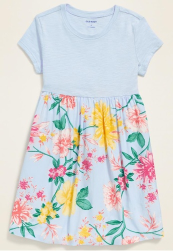Shop Old Navy Fit Flare Mixed Fabric Dress For Toddler Girls Online On Zalora Philippines