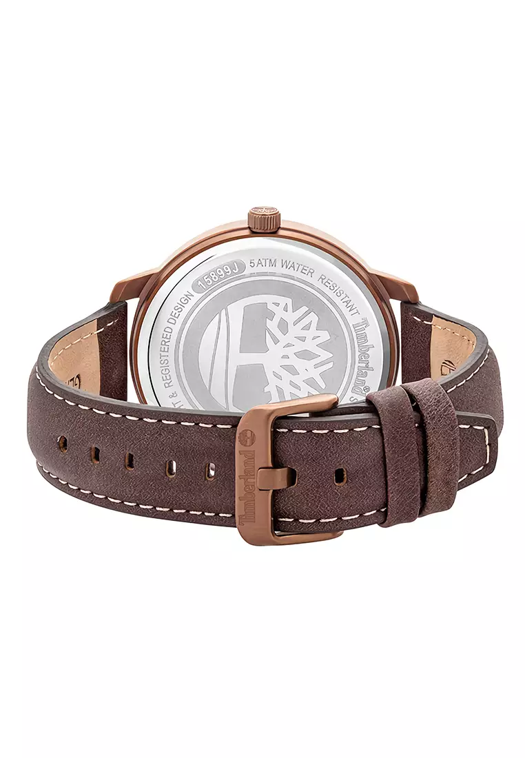 Timberland - Jam Tangan Analog Pria - Rosegold - Brown Leather Strap - TBL 15899 JYBN-12
