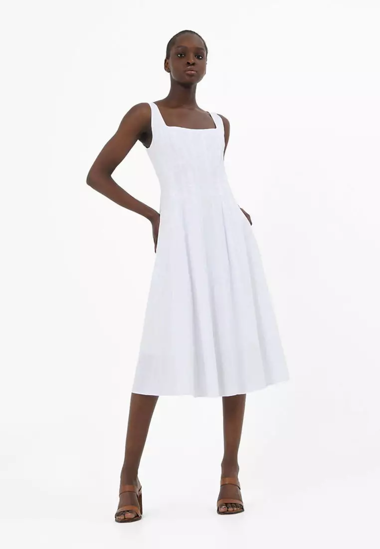 White cotton a line dress outlet