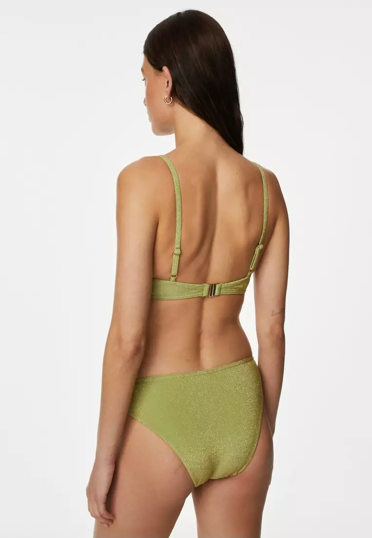 Padded Sparkle V-Neck Bikini Top