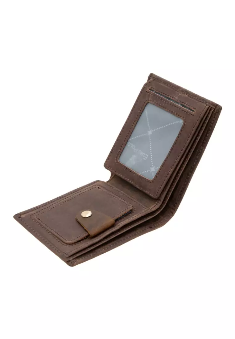 Jack Studio Crazy Horse Leather Flip ID Coin Bifold Wallet EWB 40357