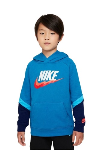 Nike blue Nike Boy's Blocked Pullover Hoodie (4 - 7 Years) - Imperial Blue DD310KAF0EBD4BGS_1