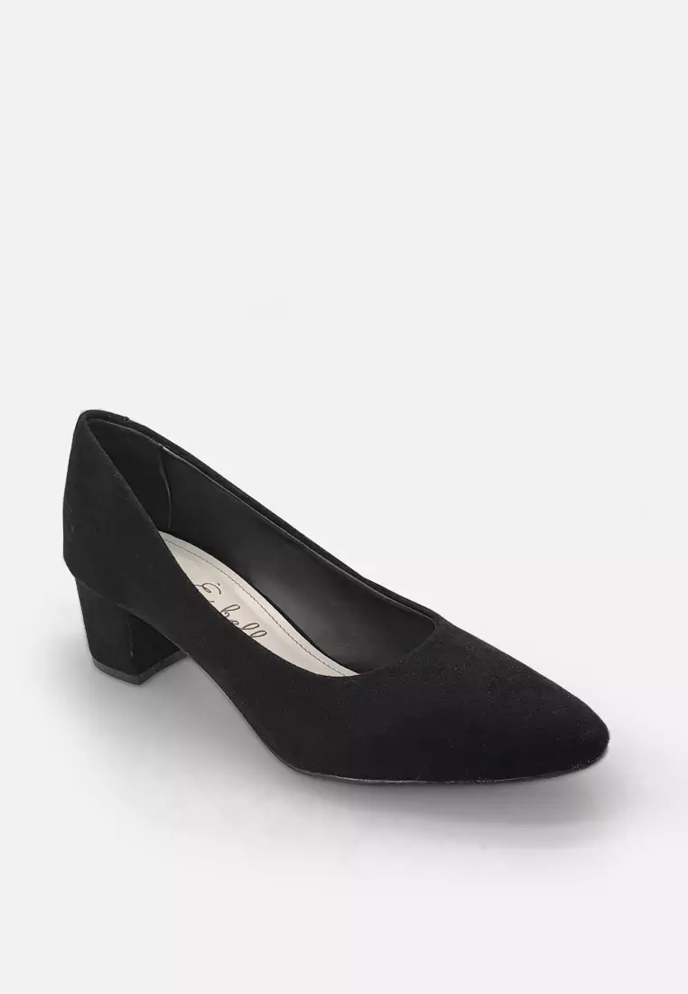 Blanche Pointed Toe Pumps Sepatu Block Heels Wanita