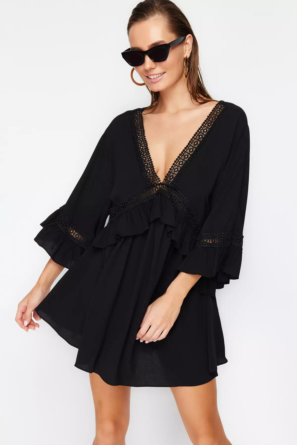 Lace Stripe Detailed Beach Dress