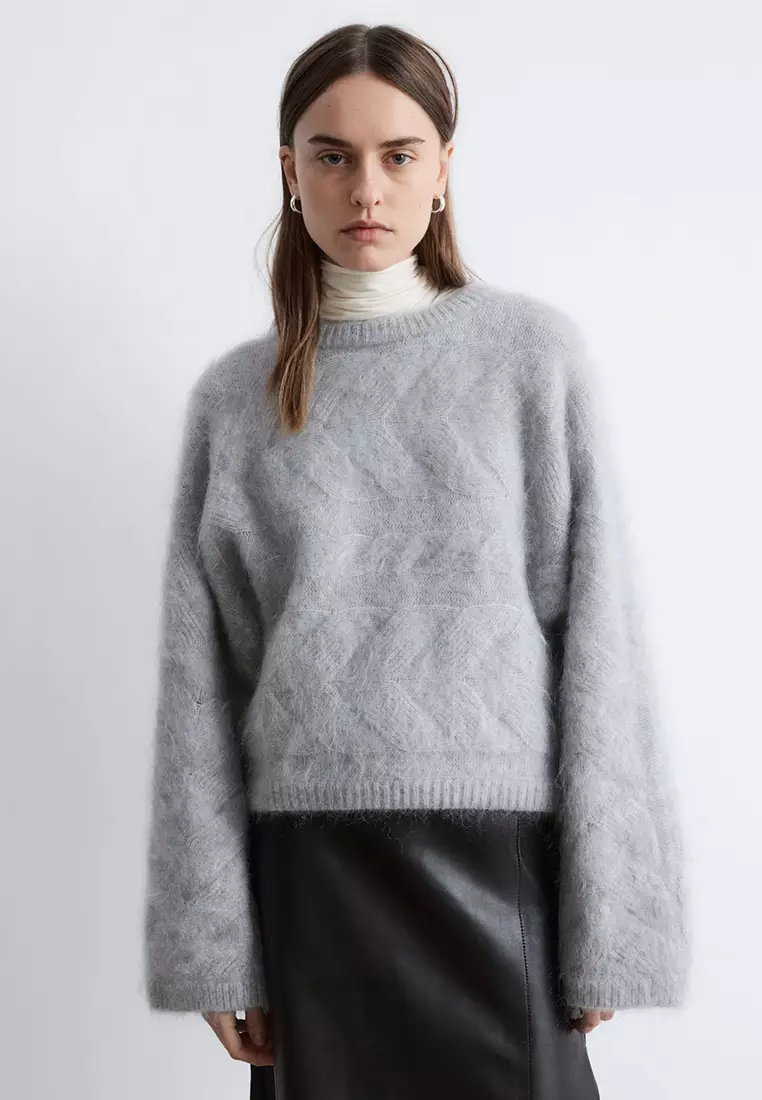 Mohair-Blend Cable-Knit Jumper