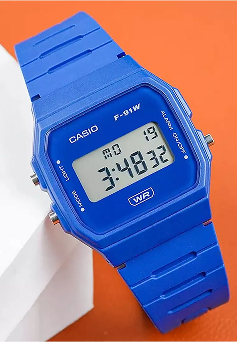 F-91WB-2A1 Unisex Digital Watch Blue Resin Strap