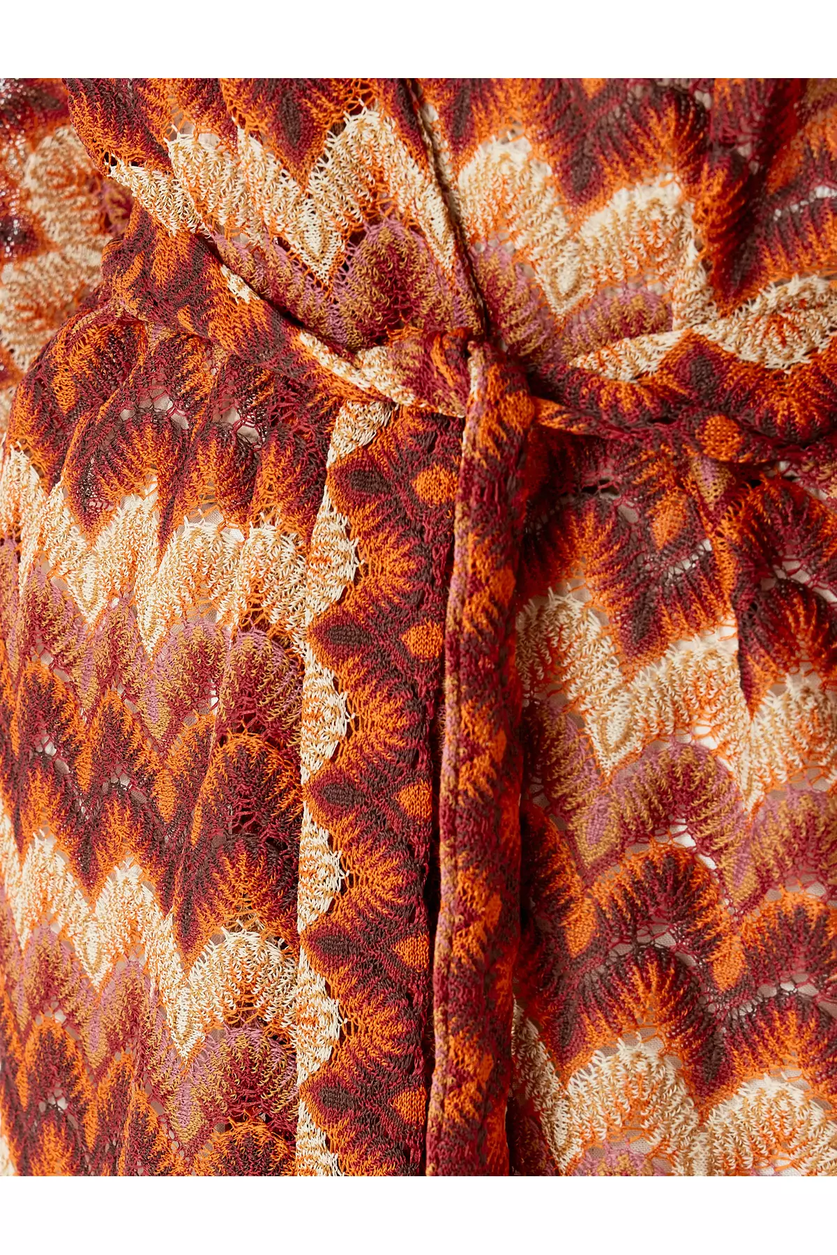 長袖闊袖綁帶印花長款和服