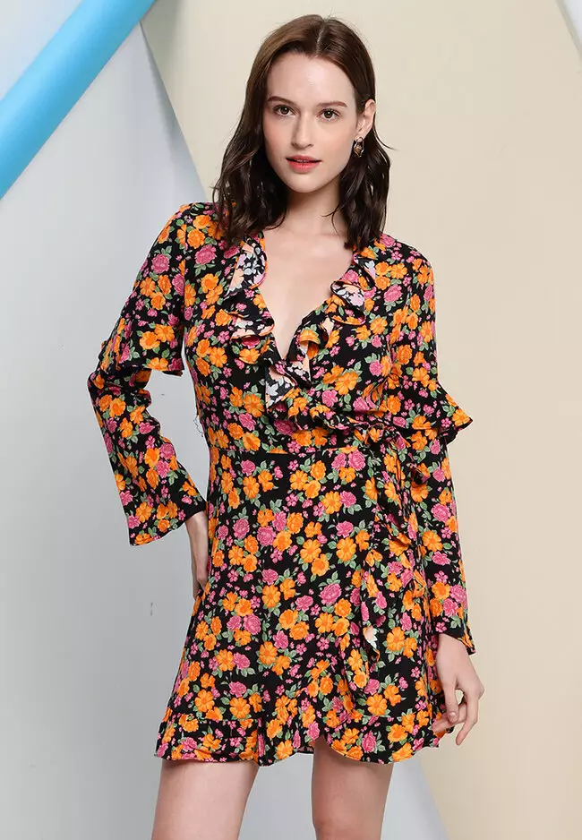 Topshop floral wrap dress online