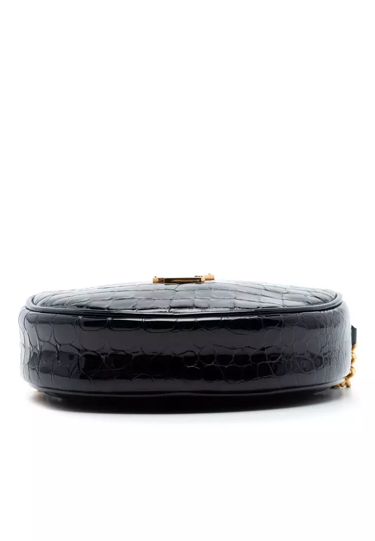 Pre-Loved Saint Laurent Croc Embossed Patent Round Vinyle Camera Bag
