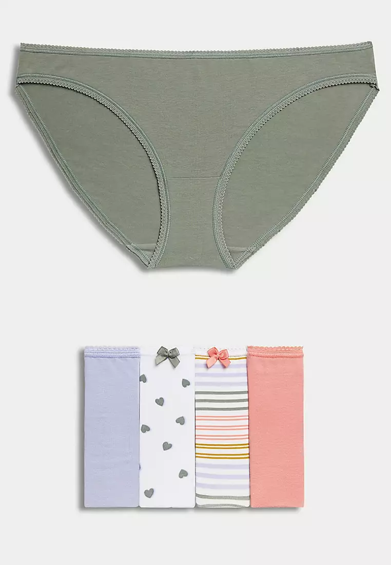 5pk Cotton Lycra Printed Bikini Knickers