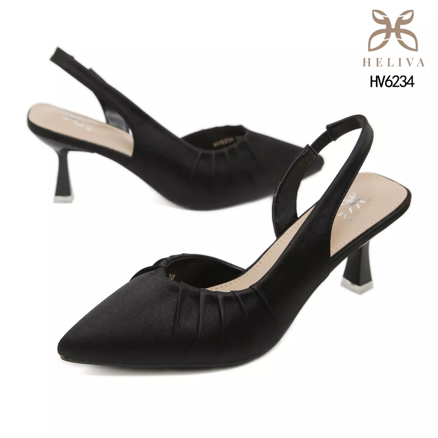 HELIVA LOWIN Formal Satin Heels with Refined Pointed Toe & Slingback Fit HV6234