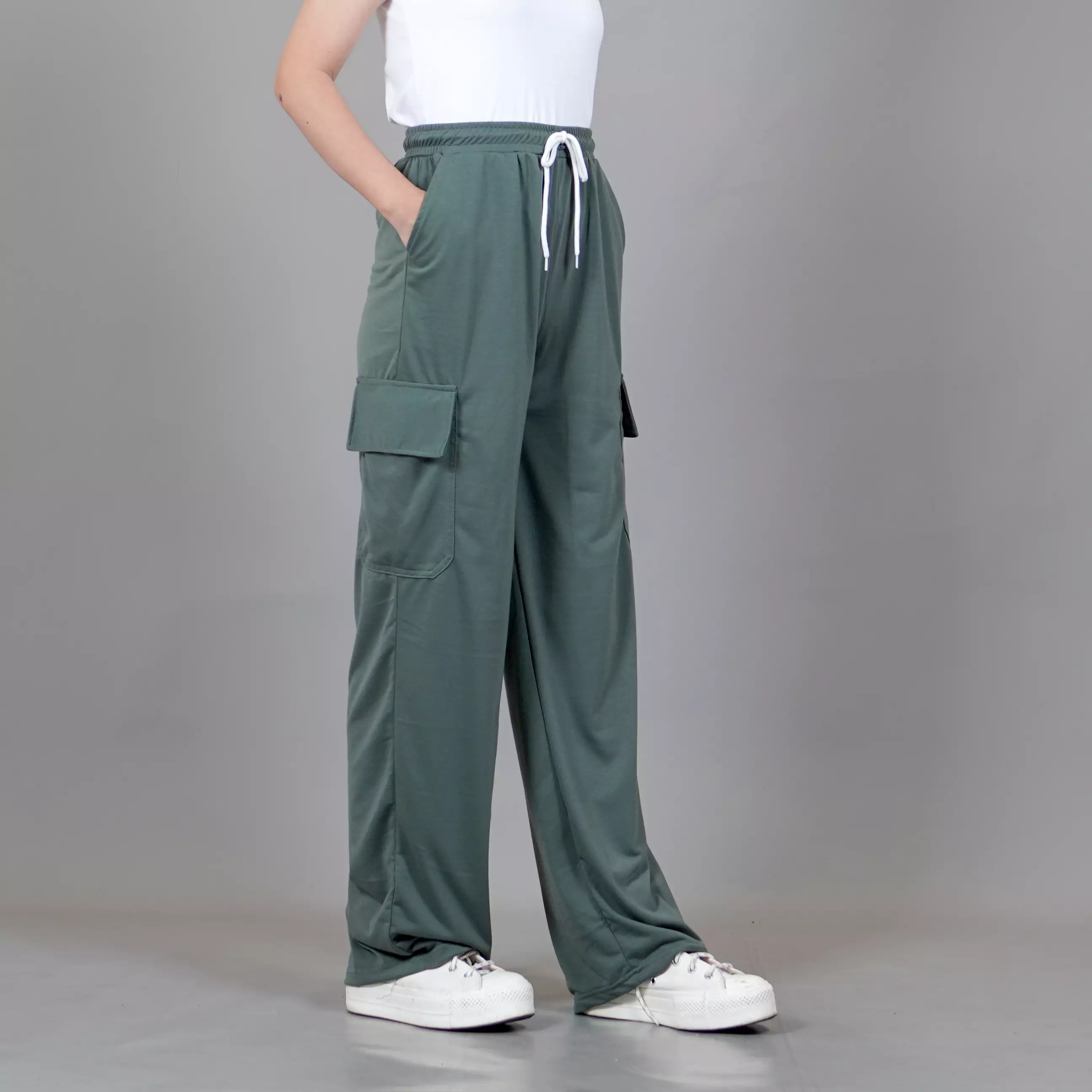  YOONA Celana Kargo Loose Fit Cargo Pants Wanita - SAGE