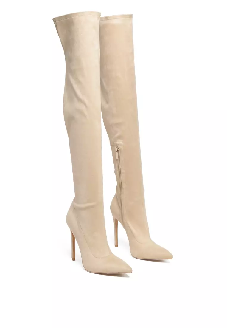 Buy London Rag Stretch Over the Knee Stiletto Boot in Beige 2024 Online ...