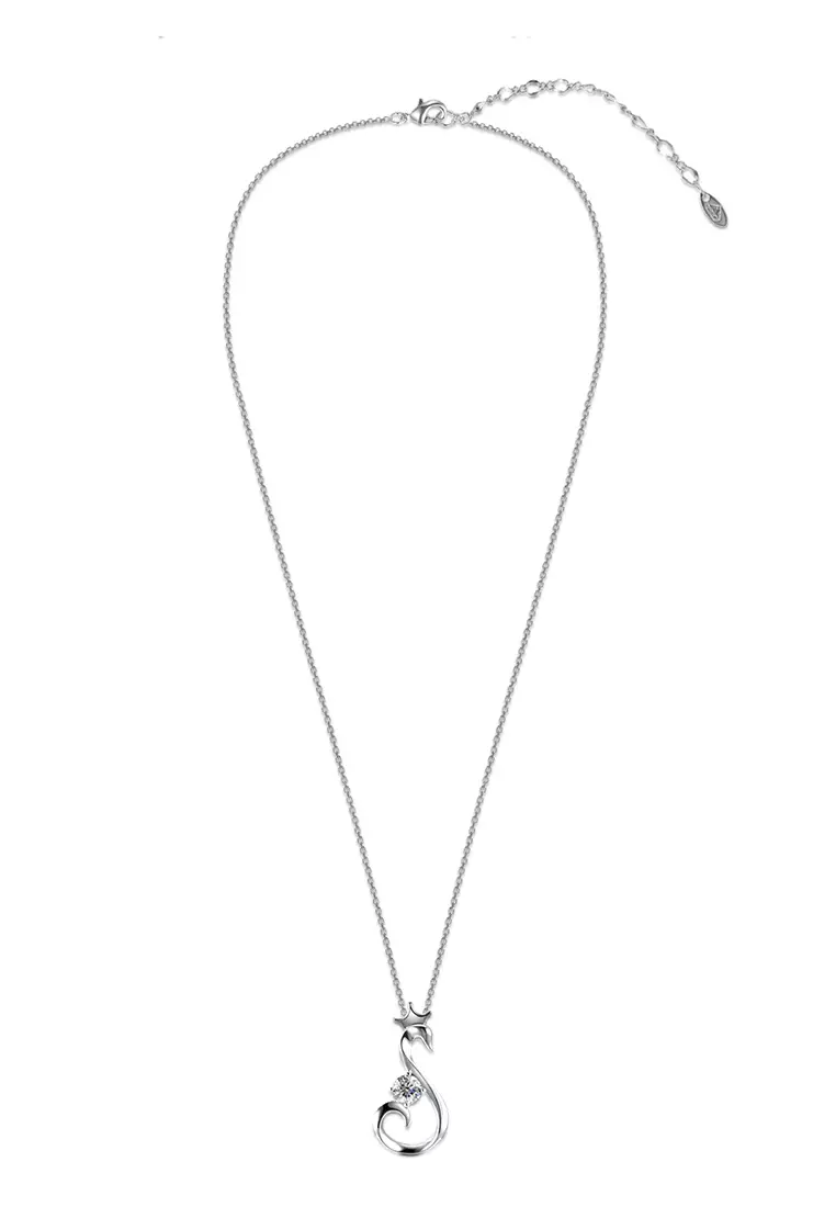 Berlian Moissanite Le Swan Pendant [GRA CERTIFICATE MOISSANITE DIAMOND] - Kalung 0,5 CT Moissanite Diamond 925 Silver CELESTA by Her Jewellery