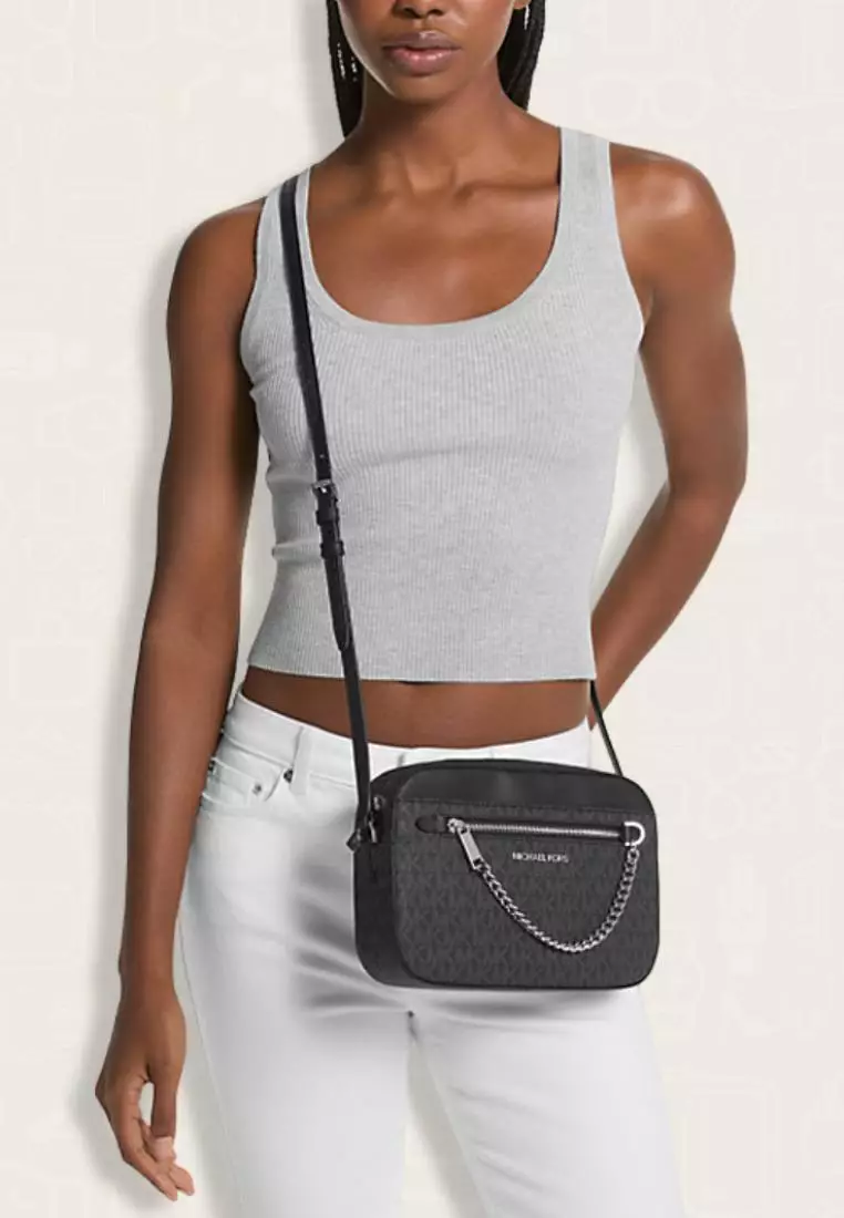 Michael Kors Jet Set Large Logo Crossbody Bag Black