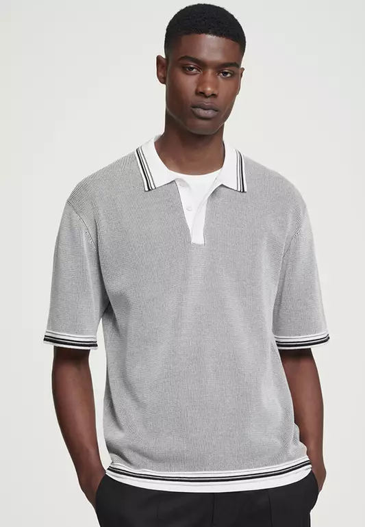 Waffle-Knit Polo Shirt